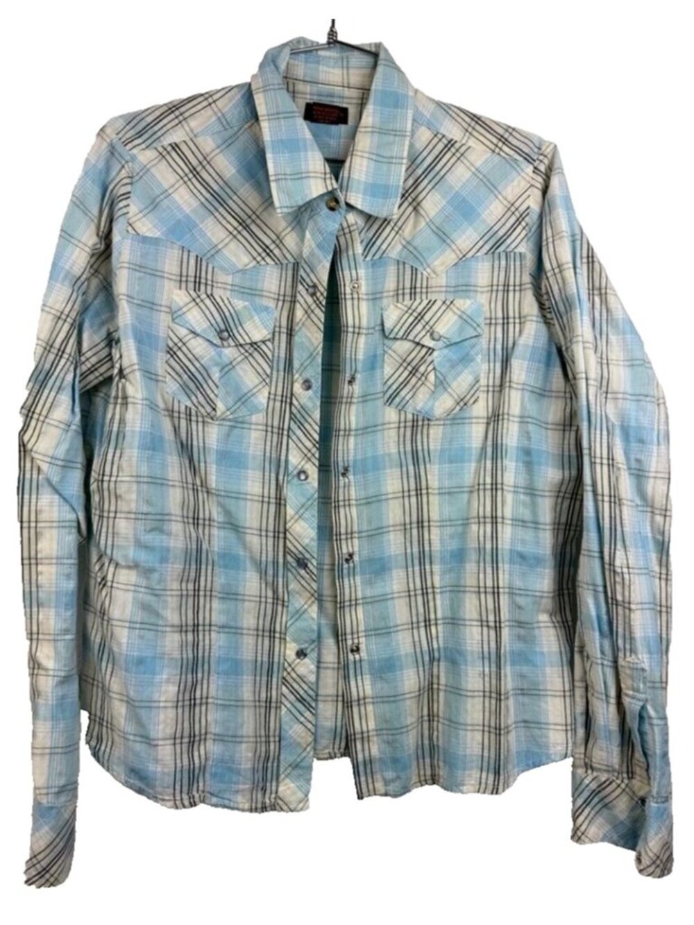 Vintage Wrangler Pearl Snap Shirt Womens XL Plaid Flannel Western Cowgirl